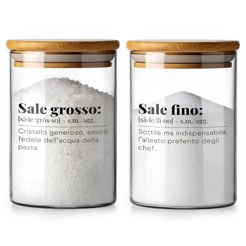 Offre limitée : TUNDRA Lot de 2 bocaux sel jusqu' et gros en verre borosilicate avec fermeture hermétique de 800 ml – Porte-sel avec couvercle en bambou, récipients en verre pour cuisine de 22.88 € à 22.88 € (0.00% de remise)