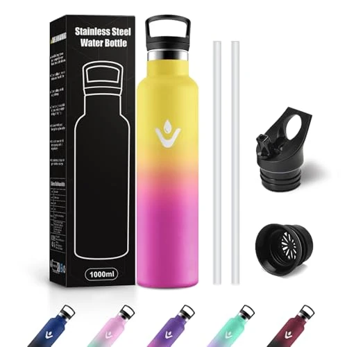 Offerta a tempo: JAPORIA Borraccia Termica 1L, Bottiglia Termica con Cannuccia, Riutilizzabile, a Prova di Perdite, senza BPA, per Viaggi, Scuola, Ciclismo - 0.00% da 20.99 € a 20.99 €