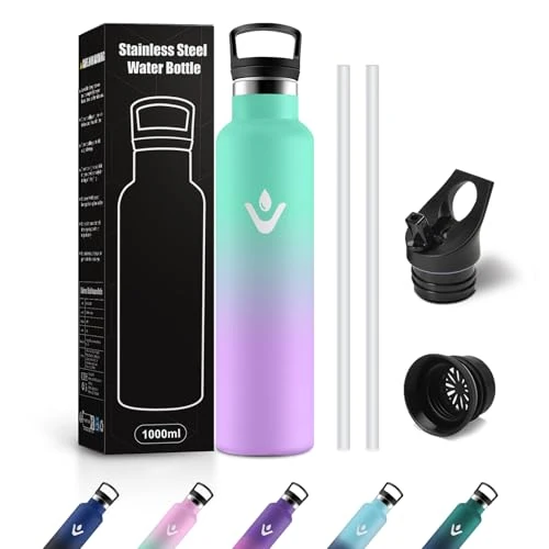 Limited-time offer: JAPORIA Thermos Flask, 1 L, Stainless Steel Drinking Bottle with Straw, Suitable for Carbonated Drinks, BPA-Free, for Running, Bike, School, Fizz, Yoga from 23.38 £ to 23.38 £ (save 0.00%)