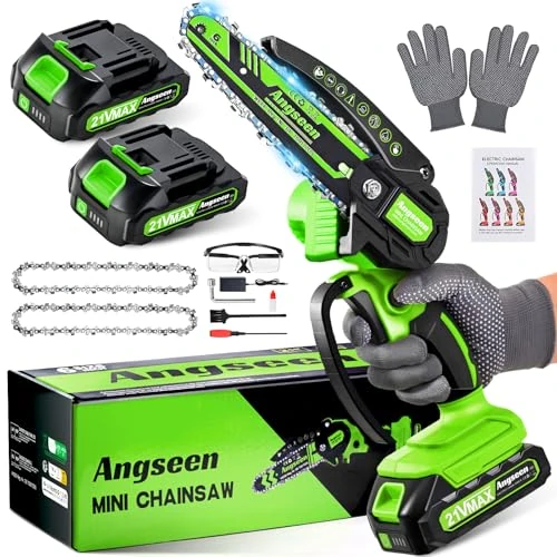Offerta a tempo: Angseen Mini Motosega a Batteria Per Potatura con 2 Batterias, 850W 6 Pollici Sega a Batteria per Potatura con 2 Chains e Blocco di Sicurezza, Motosega Elettrica Per il Taglio del Legno e Giardinaggio - 0.00% da 71.99 € a 71.99 €