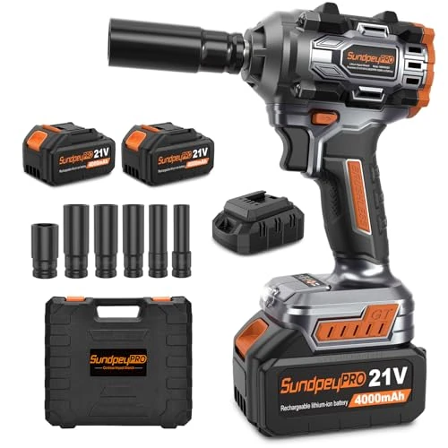 Oferta limitada: SundpeyPRO Pistola de Impacto a Batería 1000Nm, 21V Llave de Impacto sin Escobillas con 2 Baterías 4.0Ah, Destornillador de Impacto Eléctrico con 6 Enchufes y Cargador Rápido para Coche Hogar de 79.99 € a 79.99 € (ahorro 0.00%)