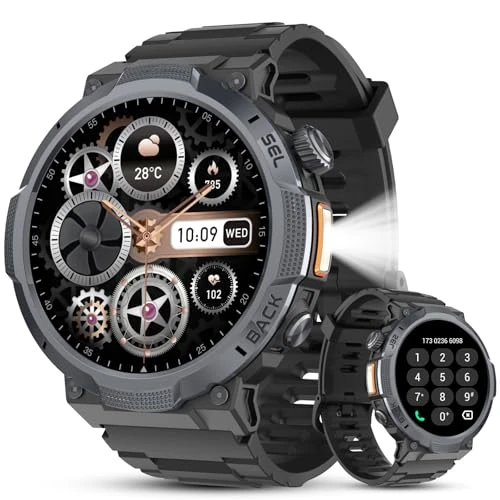 Offerta a tempo: TIMU Orologio Smartwatch Uomo, Schermo AMOLED 1,53, Autonomia 30 Giorni, Orologio Militare Uomo Chiamate Bluetooth, Monitoraggio Frequenza Cardiaca/Sonno, Impermeabile IP68, 110 Modalità Sportive - 72% da 129.99 € a 35.99 €