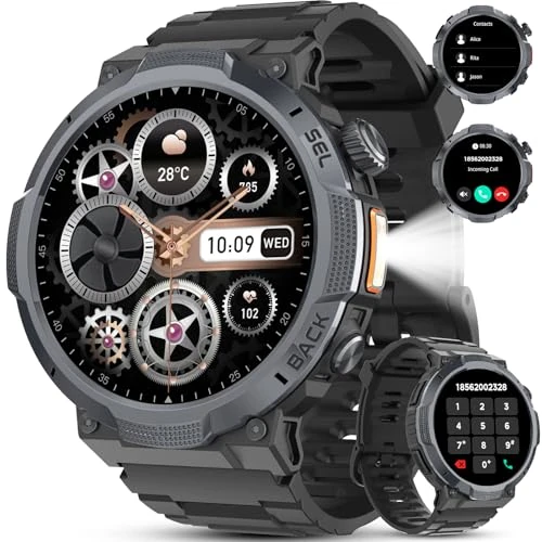Oferta limitada: Reloj Inteligente Hombre, Pantalla AMOLED 1,53", Autonomía 30 Días, Reloj Militar Hombre con Llamadas Bluetooth, Monitoreo Frecuencia Cardíaca/Sueño, Impermeable IP68, Más de 110 Modos Deportivos de 129.99 € a 35.99 € (ahorro 72%)