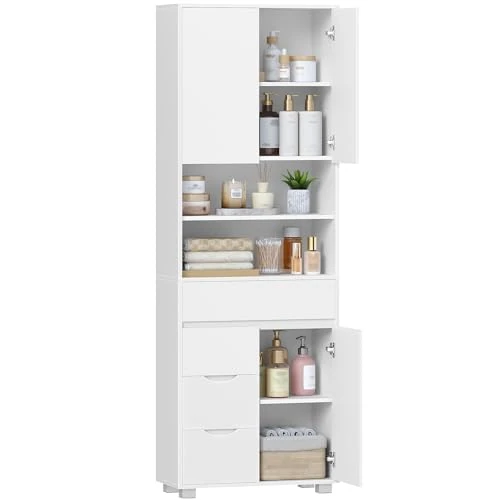 Offerta a tempo: Hzuaneri Mobile Bagno, Alto, Colonna Bagno, 30x60x190cm, Moderno, Bianco - 5% da 139.99 € a 132.99 €