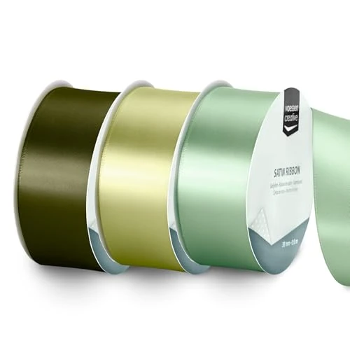 Zeitlich begrenztes Angebot: Vaessen Creative Satinband 3 St. - Grün - Doppelseitiger Dekoband 10 m x 38 mm - Geschenkband und Stoffbänder für Deko, Schachteln und Lesezeichen von 14.57 € auf 14.57 € (0.00% Rabatt)