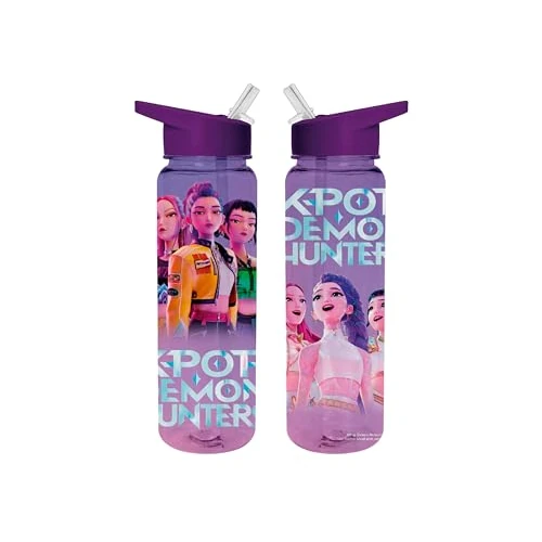 Offerta a tempo: CYPBRANDS-K-Pop Demon Hunters, Huntrix, bottiglia, bottiglia d'acqua, tanica, borraccia da 700 ml, colore viola, prodotto ufficiale - 21% da 19.99 € a 15.77 €