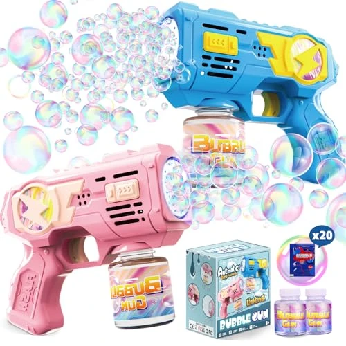 Oferta limitada: 2 PCS Pistolas de Burbujas para Niños, Pistola de Burbujas Automática con Luces LED, Juguete de Verano al Aire Libre Niños Mayores de 3 Años, Regalo para Fiestas de Cumpleaños, Pascua y Día del Niño de 24.99 € a 24.99 € (ahorro 0.00%)