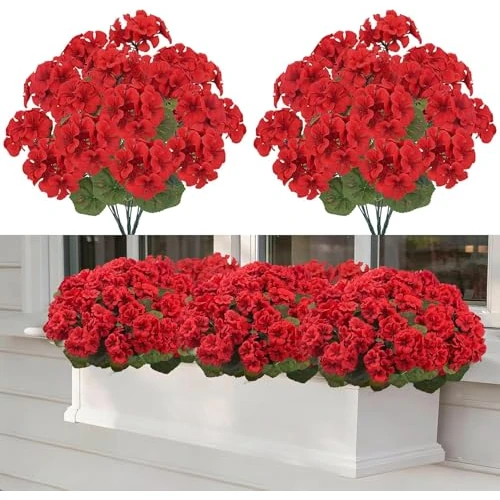 Offre limitée : 6 Bouquet de Geranium Artificiel en Soie Fleurs Artificielles Exterieur de 22.29 € à 22.29 € (0.00% de remise)