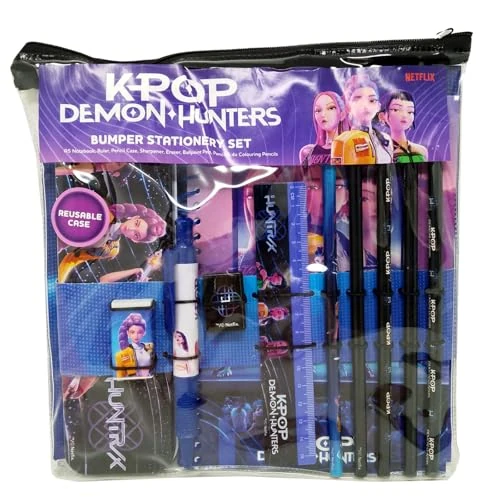 Oferta limitada: CYPBRANDS- K-Pop Demon Hunters, Set de Papelería, Estuche, Lápiz, Goma, Sacapuntas, Bolígrafo, Regla, Cuaderno, Color Morado, Producto Oficial de 12.58 € a 9.42 € (ahorro 25%)