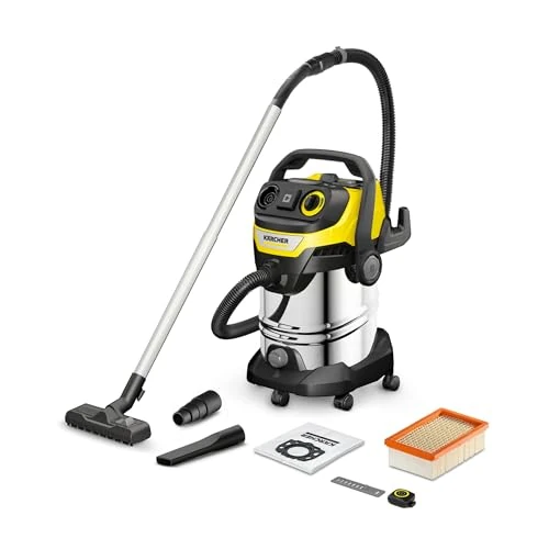 Offerta a tempo: KÄRCHER aspiratore solidi liquidi WD 7 Control P S 30/6/35/T, sistema intelligente di controllo filtro, telecomando, presa integrata, funzione soffiaggio, 1400 W, serbatoio in acciaio inox: 30 l - 22% da 299.99 € a 234.28 €
