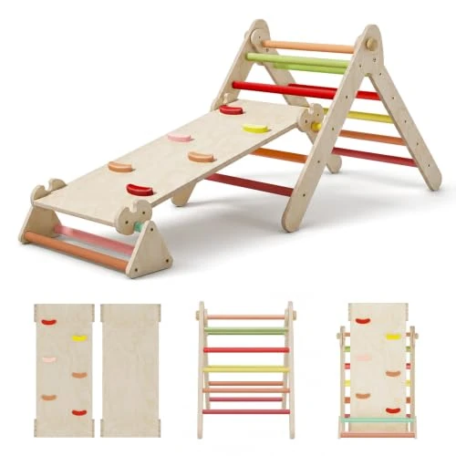 Offerta a tempo: COSYLAND Triangolo Arrampicata per Bambini: Set 3 in 1 con Scivolo - 15% da 89.99 € a 76.49 €