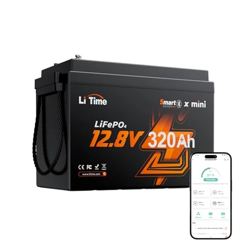 LiTime Batteria al Litio LiFePO4 12V 320Ah con Bluetooth per Camper, 4000-15000 Cicli Profondi, Energia 4096Wh, Perfetta per RV, Furgone Camperizzato, Impianti Solari, Barche, Motori Trolling