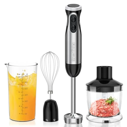 Offerta a tempo: Bonsenkitchen Frullatore a Immersione 4-in-1, Piede in Acciaio Inox, 1000W - 33% da 46.99 € a 31.44 €
