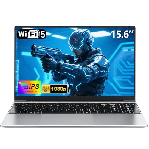 NAIKLULU Procesor 15,6 cala, laptop 4425Y, 8 GB RAM 256 GB SSD notebook 2026, klawiatura numeryczna/karta TF/kamera internetowa/panel dotykowy/5000 mAh