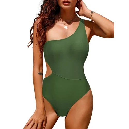 Oferta limitada: Yuson Girl Bañadores Mujer de Una Pieza Reductores Sexy Traje de Baño de Un Solo Hombro Push Up Vientre Plano Monokini Bañador con Aberturas Playa Verano Ropa de Baño(Verde Oscuro, L) de 9.99 € a 7.99 € (ahorro 20%)