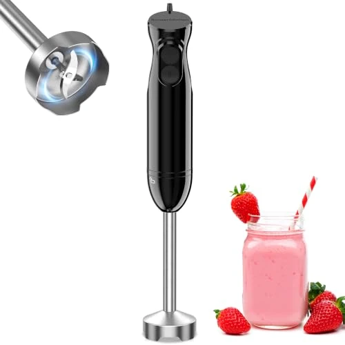Offerta a tempo: Bonsenkitchen Frullatore a Immersione 1000W in Acciaio Inossidabile, 2 Velocità, 4 lame, Bacchetta per Mescolare Gli Alimenti per Bambini, Zuppe, Purea, Nero - 0.00% da 29.99 € a 29.99 €