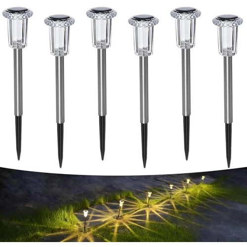Offre limitée : Aourow Lot de 6 lampes solaires de jardin pour extérieur - Blanc chaud - Lampes solaires LED étanches - Pour extérieur, jardin, balcon, terrasse, pelouse, allée, cour de 19.99 € à 19.99 € (0.00% de remise)