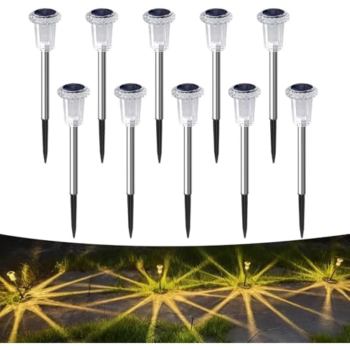 Offre limitée : Aourow Lot de 10 Lampes Solaires de Jardin pour Extérieur - Blanc Chaud - Lampes Solaires LED Étanches - Pour Jardin, Balcon, Terrasse, Pelouse, Allée, Cour de 29.99 € à 29.99 € (0.00% de remise)