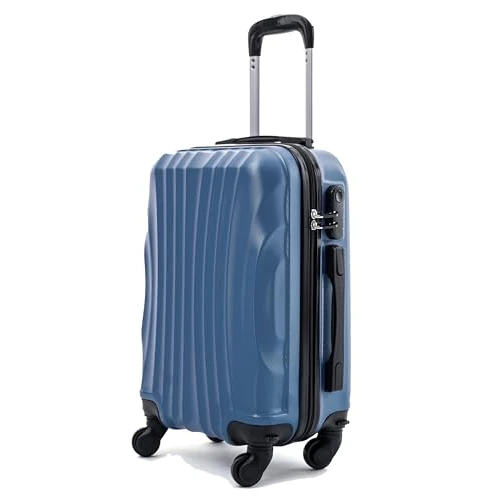 R.Leone Maleta trolley equipaje de mano 55 x 40 x 20 cm rígido ultraligero de ABS 4 ruedas autónomas 3N, Azul Elemental, Valigia 55X40X20cm, Rueda giratoria