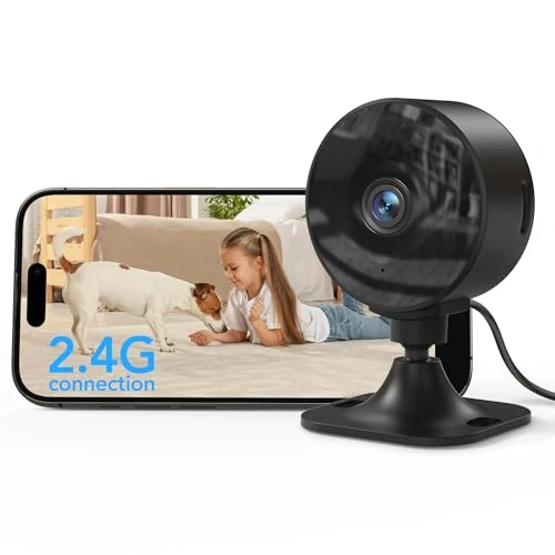 GNCC GC3 Telecamera Interna 1080P Fissa, Solo WiFi a 2,4 GHz, Telecamera per Neonati/Animali Domestici con App per Telefono, Installazione Facile, Archiviazione Cloud e Micro SD, Plug-in, Nero