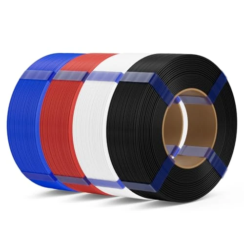 Limited-time offer: DEEPLEE PLA Basic Filament 1.75 mm, Pack Without Spool Zero Waste, Black + White + Red + Blue (4 × 1 kg), Accuracy ±0.2 mm, Anti Tangle Wrap for FDM 3D Printers from $47.99 to $11.39 (save 76.27%)