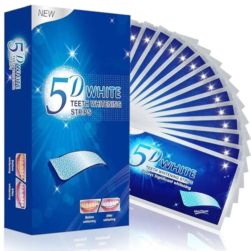 Strisce Sbiancanti Denti Professionali 28 Pezzi, Senza Teeth Sbiancamento Dei Denti, Whitening Strips per Sbiancamento Delicato, Facile Uso a Casa o in Viaggio