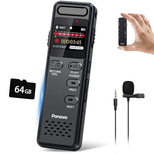 Oferta limitada: 80GB Grabadora de Voz 100H Grabación Continua, Ponovo Grabadora Digital Activada por Voz 1536Kbps HD con Micrófono Ext, 1100mAh Grabadora de Voz Pequeña con Contraseña para Reunione Entrevista Clase de 48.99 € a 48.99 € (ahorro 0.0%)