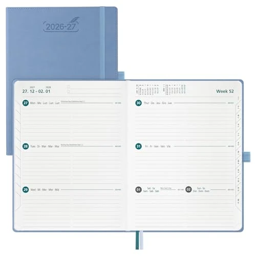 Offerta a tempo: BEZEND Agenda 2026 2027 Settimanale A4, Layout Orizzontale, 18 Mesi da Lug.26 a Dic.27, Diario Scuola Grande 28 x 22 cm, Copertina Rigida in Pelle PU - Blu - 14% da 22.99 € a 19.71 €