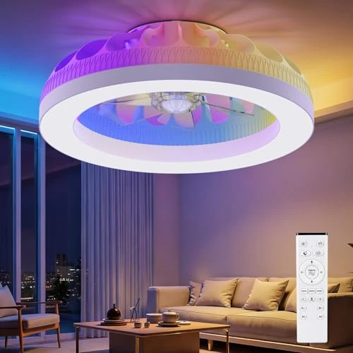 Zeitlich begrenztes Angebot: Ateroll Deckenventilator mit Beleuchtung, Ø48CM RGB Deckenventilator mit Licht und Fernbedienung, 6 Windstufen Leise Deckenlampe mit Ventilator, Dimmbare Timer LED Deckenventilatoren für Schlafzimmer von 129.99 € auf 83.99 € (