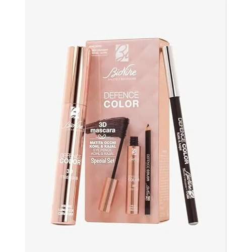 BioNike Defence Color 3D Mascara + Crayon Chou & Khôl Special Set Maquillage Yeux Donne des cils volumineux et un look intense Noir