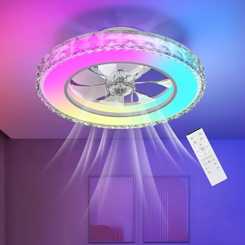 Offerta a tempo: Ateroll Ventilatore da Soffitto con Luce Ø43.5CM, DC 25W LED 25W Dimmerabile 3CCT (3000K-4000K-6500K)+RGB, 6 Velocità, Timer, Memoria delle impostazioni, Adatto per Camera da Letto, Soggiorno - 0.00% da 89.99 € a 89.99 €