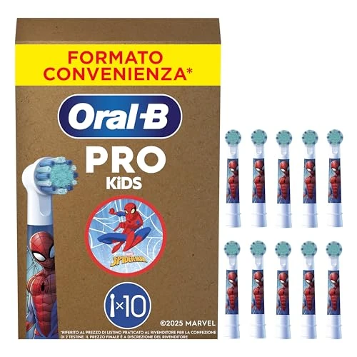 Offerta a tempo: Oral-B PRO Testina Spazzolino Elettrico Per Bambini dai 3 anni in su, Con Marvel Spiderman, Setole Extra Morbide, Bianco, Confezione Da 10 - 50% da 49.99 € a 24.99 €