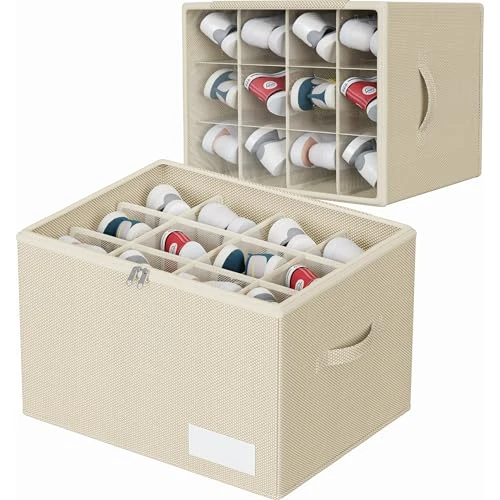Offre limitée : WANGIRL Organisateur Chaussures, Convient à 12 Paires, Grande Boite Rangement Chaussures Placard, Support Inférieur et Poignées Renforcées - Beige de 19.98 € à 19.98 € (0.00% de remise)