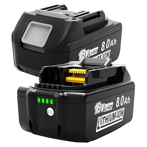 Batteria ricambio per batteria Makita 18V: 2 batterie ricambio Li-Ion 8,0Ah/8000mAh ad alta capacità Compatibile BL1860B BL1860 BL1840 BL1830 BL1815 BL1835 BL1850B BL1845 BL1850 batteria utensili LED