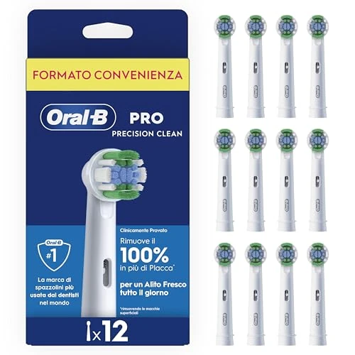 Offerta a tempo: Oral-B Testina Di Ricambio PRO Precision Clean Bianca. Confezione da 12 Testine - 58% da 59.99 € a 24.99 €