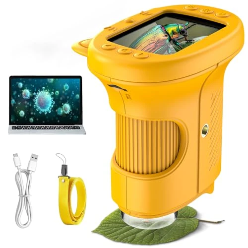OAEBLLE Kindermicroscoop, 1000x 4K draagbare digitale microscoop met 2,4 inch IPS-display, 8 leds en USB-accu, educatief speelgoed en ontdekkingsvergrootglas voor buiten en school, cadeau voor meisjes