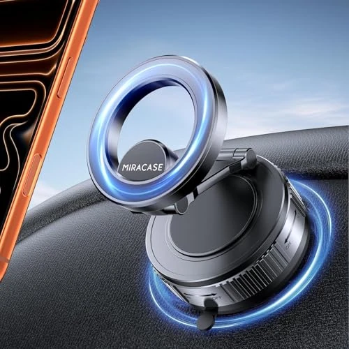 Offerta a tempo: Miracase Porta Cellulare Auto per Magsafe [Ventosa Ultra Potente] 2026 Supporto Telefono Auto Magnete con Rotazione a 360° per iPhone 17 16 15 14 13 12 Pro Max e Altri Smartphone Nero - 15% da 19.99 € a 16.99 €