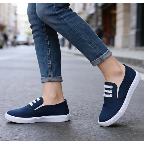 Offerta a tempo: Scarpe da tennis in tela per le donne basse casual bianche nere scarpe da ginnastica per le donne Slip on scarpe da passeggio comode alla moda, Navy, 39.5 EU - 73% da 7.53 € a 2.00 €