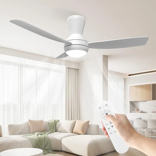 Oferta limitada: Airwit Ventilador de Techo 106cm con Luz LED Regulable, 3 Aspas Snap-On, Silencioso Ventilador Techo con Mando para Dormitorio Salon Cocina, 6 Velocidades, Instalación Rápida, Blanco de 109.99 € a 89.99 € (ahorro 18%)