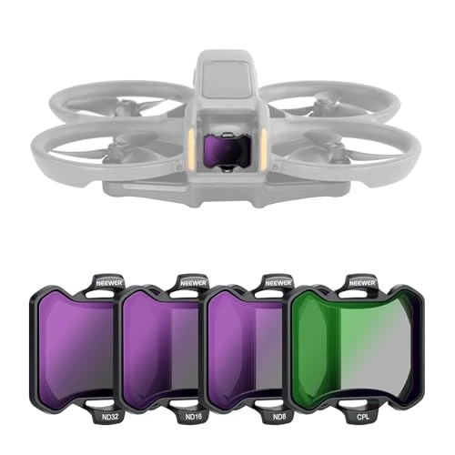 Offre limitée : NEEWER CPL + ND Kit de filtres Compatible Uniquement avec DJI Avata 2, 4 Pack filtres polarisants circulaires Multicouches HD à densité Neutre (ND8/16/32), Compatible avec Les Protections de nacelle de 37.99 € à 29.19 € (23% de remise)