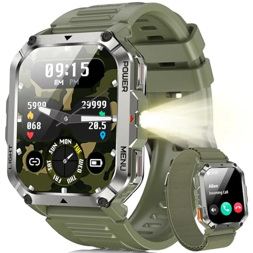 Offerta a tempo: Blackview Smartwatch Uomo, 2.01" Smartwatch Militare Uomo Fitness con Chiamate Bluetooth Orologio Intelligente 115+ Modalità Sportive/900 mAh/Sonno/Cardiofrequenzimetro/Torcia/Bussola per Android IOS - 50% da 99.99 € a 49.99 €
