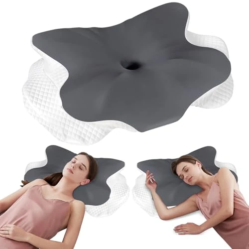 Offre limitée : Oreiller Ergonomique Cervical en Mousse à Mémoire de Forme, Double Hauteur 8cm / 11cm, Oreiller Papillon avec Taie en Soie Glacée, Certifié CertiPUR-US & Oeko-Tex (Gris) de 29.99 € à 29.99 € (0.0% de remise)