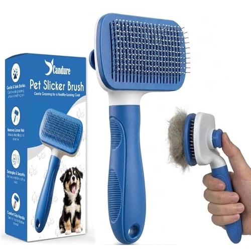 Offerta a tempo: Candure Spazzola Autopulente per Cani e Gatti, Spazzola Professionale per Pelo Lungo e Corto, Setole in Acciaio Inox, Rimuove Nodi, Sottopelo e Pelo Morto, Accessori Toelettatura (Azzurro Cielo) - 35% da 16.99 € a 10.99 €