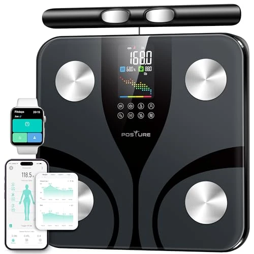 Oferta limitada: Posture Báscula de Baño Inteligente de Impedancia 8 Electrodos, Pantalla a Color, 28 Parámetros de Composición Corporal con Masa Muscular y Grasa Corporal, Plataforma Amplia, App Bluetooth, 180 kg de 109.99 € a 109.99 € (ahorro 0.00%)