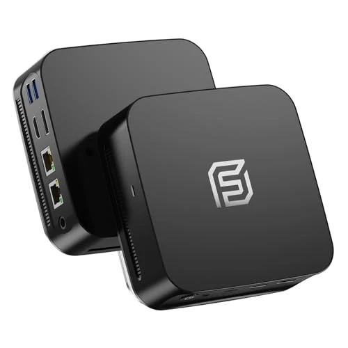 FUNYET Mini PC Laptop,Win 11 Pro,Portable 16 GB de RAM DDR4, SSD de 512 GB, Procesador N95 (Hasta 3,4 GHz), HDMI+ DisplayPort/RJ45 x2/WiFi/Bluetooth 5.0/USB 3.2, Compatible Con Pantallas 4K, Negro