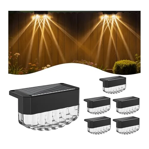 Offerta a tempo: Lampada Solare Parete per Esterni,Confezione da 6 Luci Solari LED Impermeabili IP65 per Uso Esterno, Lampade Solari Bianche Calde Esterni,Decorazione del Terrazze, Balconi, Recinzioni, Giardino - 35% da 21.99 € a 14.27 €