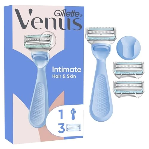 Gillette Venus Intimate Rasoir Femme Pour Le Maillot, Manche Ergonomique Réutilisable, 3 Recharges De Lames, Tête Plus Petite Conçue Pour Les Zones Intimes Et Pour Le Rasage Du Pubis