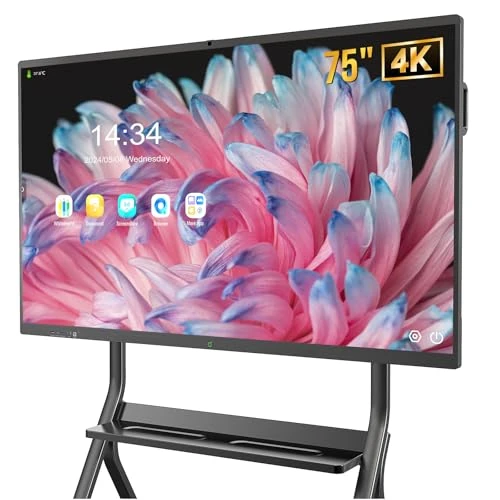 YIXZSWD SmartBoard Touchscreen 4K Interactive Whiteboard, 8GB RAM, 128GB ROM, Built-in Ultra HD Camera, Microphone, Support WIFI, Bluetooth, HDMI (75 Inch)