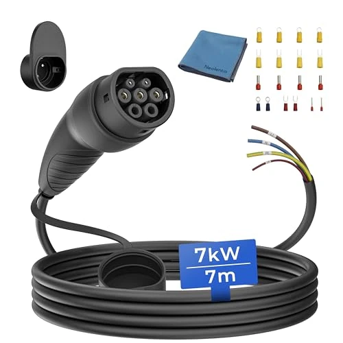 NeoLenta Kabel do ładowania typu 2, otwarty koniec 7 kW, kabel zastępczy, 1-fazowy, 32 A, 7 m, do Wallbox i stacji ładującej