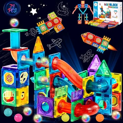 Zeitlich begrenztes Angebot: JUQG 74Pcs Magnetische Bausteine Spielzeug, Magnetisches Bauspielzeug, Puzzle Baustein Spielzeug, Magnetisches Konstruktions Spielzeug für Kinder, Geeignet für Jungen und Mädchen ab 3 Jahren von 13.99 € auf 13.99 € (0.00% Raba